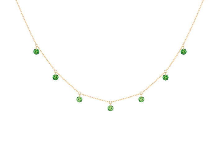 Collier La Brune & La Blonde Confetti Vert 7 Pierres Or Jaune