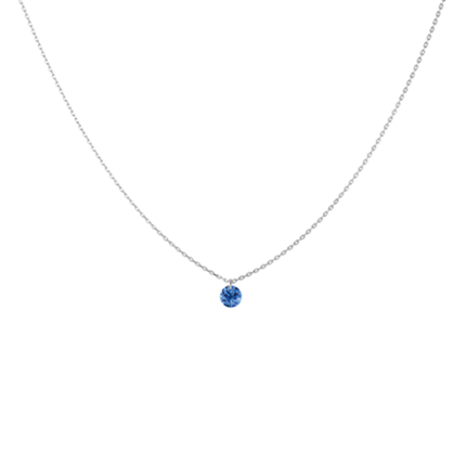 Collier La Brune & La Blonde Confetti Saphir Bleu Solitaire Or Blanc
