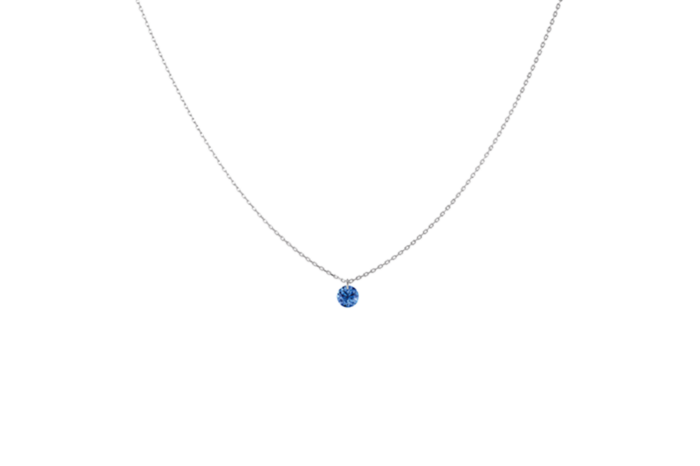 Collier La Brune & La Blonde Confetti Saphir Bleu Solitaire Or Blanc