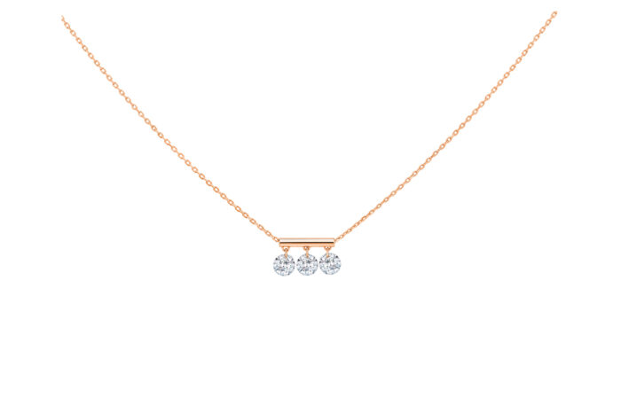 Collier La Brune & La Blonde Pampilles 3 Diamants Or Rose