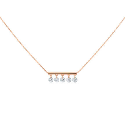Collier La Brune & La Blonde Pampilles 5 Diamants Or Rose
