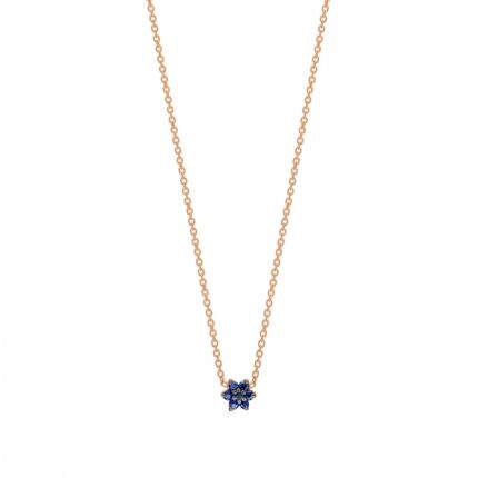 Necklace Ginette NY Mini Sapphire Star On Chain Rose Gold