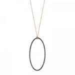 Collier Ginette NY Jumbo Ellipse Black Diamond On Chain Or Rose