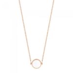 Collier Ginette NY Mini Ever White Agate Disc On Chain Or Rose