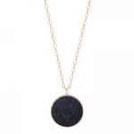 Collier Ginette NY Jumbo Ever Blue Sand Stone Disc On Chain Or Rose