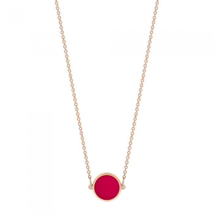 Collier Ginette NY Mini Ever Coral Disc On Chain Or Rose