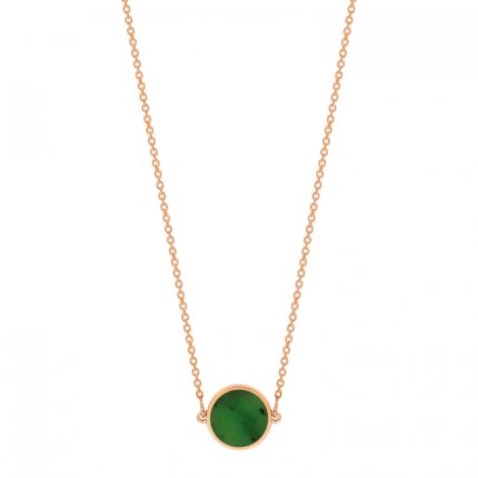 Necklace Ginette NY Mini Ever Jade Disc On Chain Rose Gold