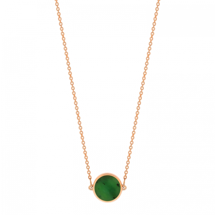 Necklace Ginette NY Mini Ever Jade Disc On Chain Rose Gold