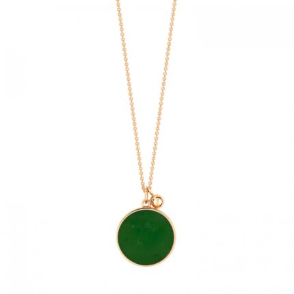 Necklace Ginette NY Ever Jade Disc On Chain Rose Gold