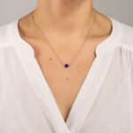 Collier Ginette NY Mini Ever Lapis Disc On Chain Or Rose