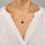 Collier Ginette NY Ever Lapis Disc On Chain Or Rose