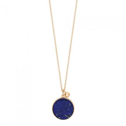 Necklace Ginette NY Ever Lapis Disc On Chain Rose Gold