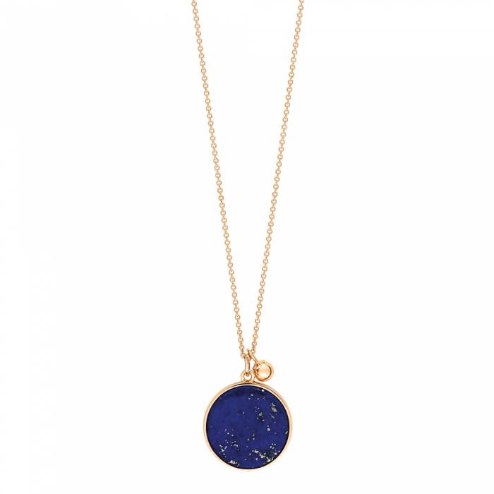 Necklace Ginette NY Ever Lapis Disc On Chain Rose Gold