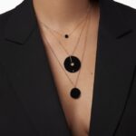 Collier Ginette NY Jumbo Ever Onyx Disc On Chain Or Rose