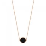 Collier Ginette NY Mini Ever Onyx Disc On Chain Or Rose