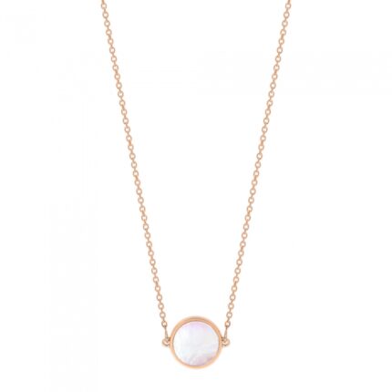 Collier Ginette NY Mini Ever MOP Disc On Chain Or Rose