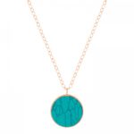 Collier Ginette NY Jumbo Ever Turquoise Disc On Chain Or Rose