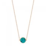 Collier Ginette NY Mini Ever Turquoise Disc On Chain Or Rose