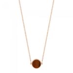 Collier Ginette NY Mini Ever Tiger Eye Disc On Chain Or Rose