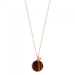 Collier Ginette NY Ever Tiger Eye Disc On Chain Or Rose