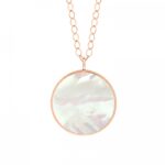 Collier Ginette NY Jumbo Ever White MOP Disc On Chain Or Rose