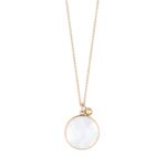 Collier Ginette NY Maria MOP Disc On Chain Or Rose