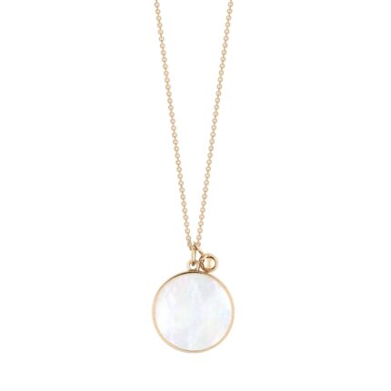 Collier Ginette NY Maria MOP Disc On Chain Or Rose