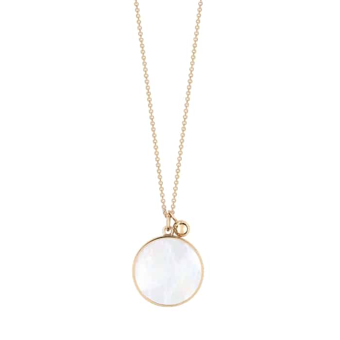 Collier Ginette NY Maria MOP Disc On Chain Or Rose