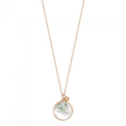 Collier Ginette NY Maria MOP Disc On Chain Or Rose