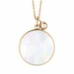 Collier Ginette NY Maria MOP Disc On Chain Or Rose