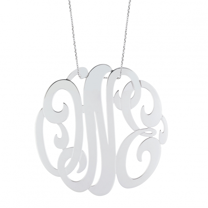 Collier Ginette NY Lace Monogram "ONE" On Chain Or Blanc