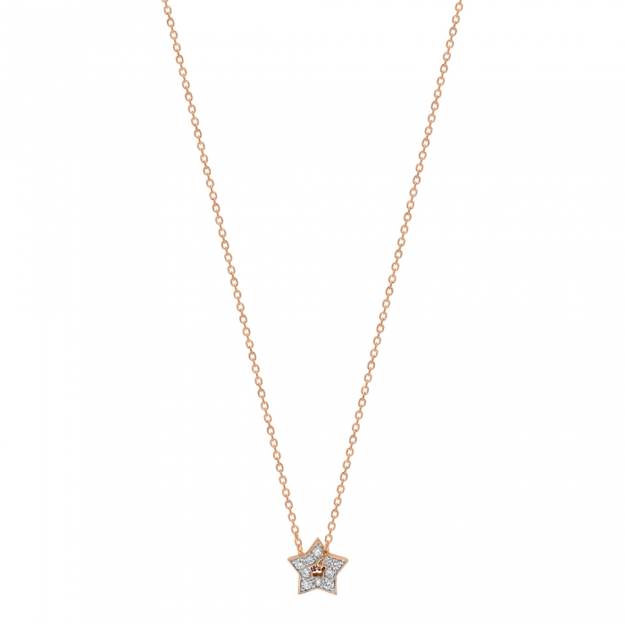 Collier Ginette NY Mini Diamond Milky Way Open Star Necklace Or Rose