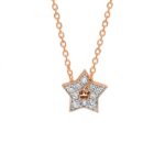 Collier Ginette NY Mini Diamond Milky Way Open Star Necklace Or Rose