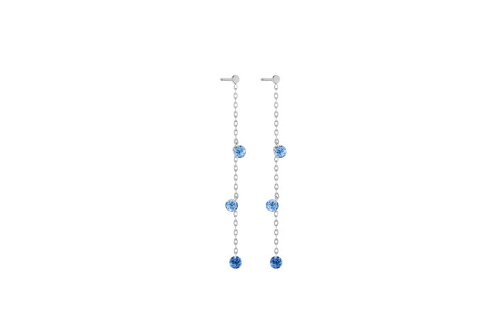 Pendants d'Oreilles La Brune & La Blonde Confetti Bleu Or Blanc