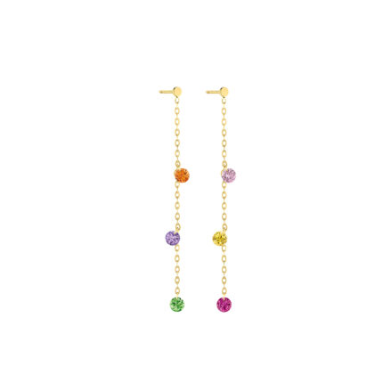 Pendants d'Oreilles La Brune & La Blonde Confetti Rainbow Or Jaune