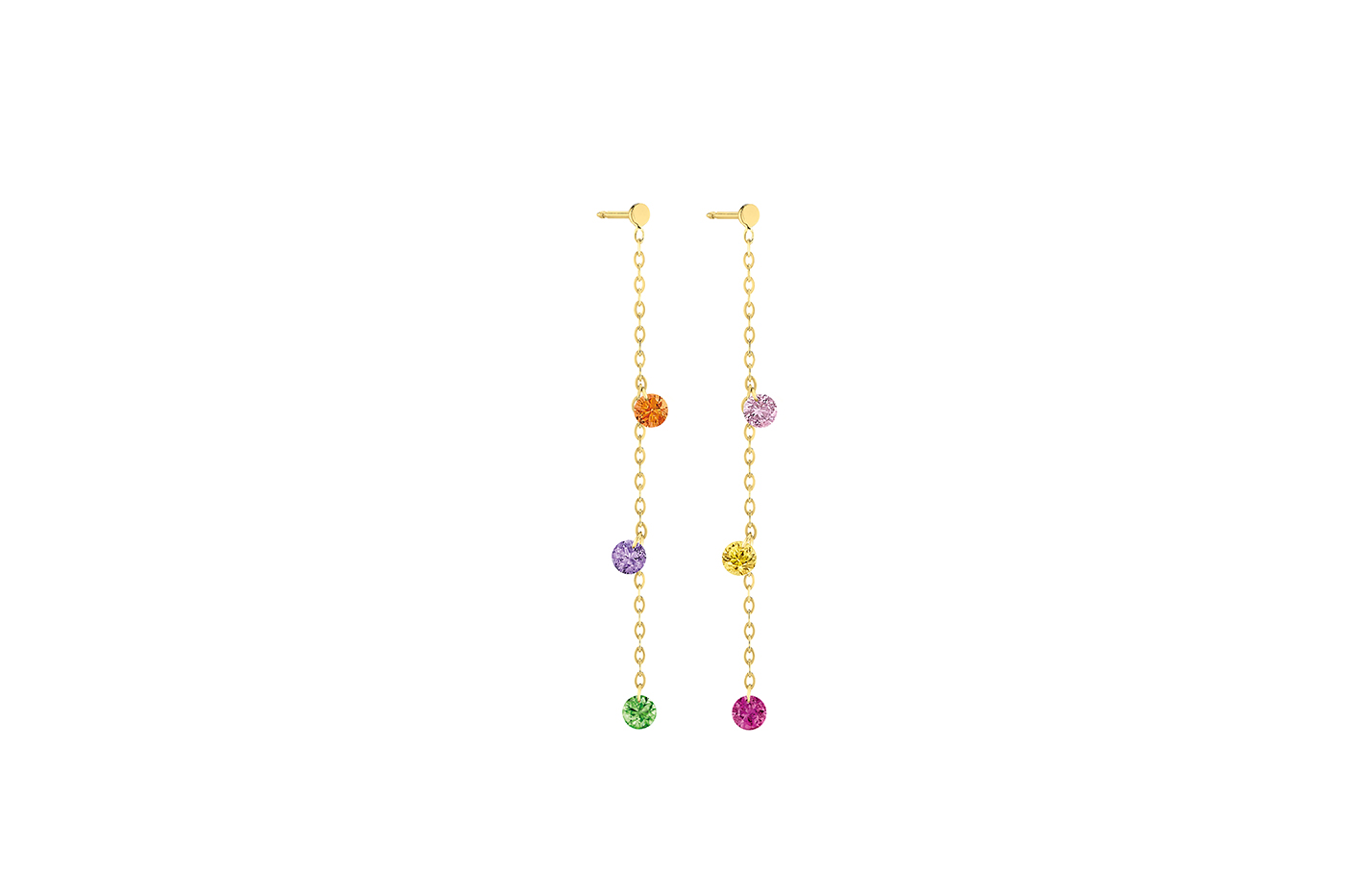 Pendants d'Oreilles La Brune & La Blonde Confetti Rainbow Or Jaune