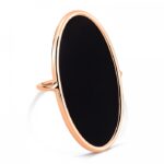 Bague Ginette NY Ellipse Large Onyx Or Rose Ring