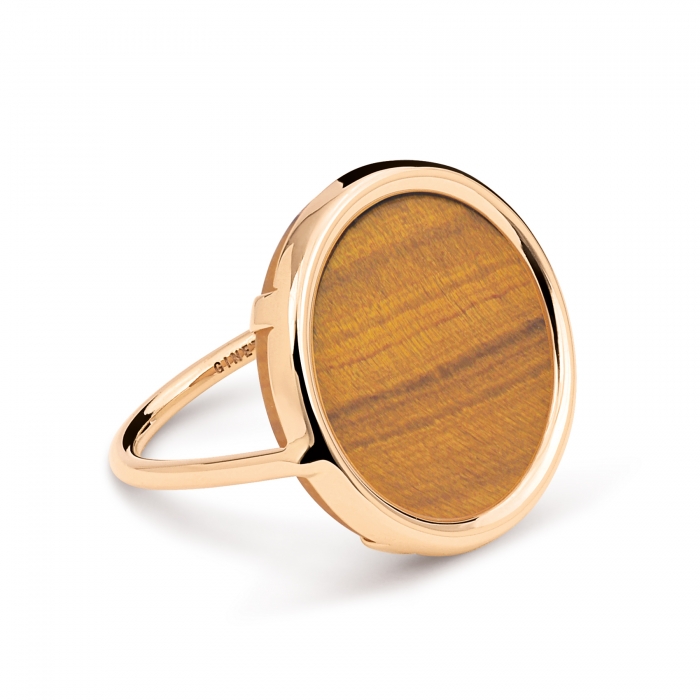 Ginette NY Ever Tiger Eye Disc Rose Gold Ring