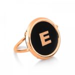 Bague Ginette NY Initial Onyx Disc Or Rose Ring