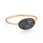 Ginette Ring Mini Sequin  Black Diamond Rose Gold Ring