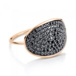 Bague Ginette Large Sequin Black Diamond Or Rose Ring