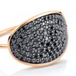 Bague Ginette Large Sequin Black Diamond Or Rose Ring