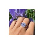 Bague Morganne Bello Aurore Agate Bleue Dentelle Et Saphirs Bleus Or Blanc