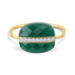 Bague Morganne Bello Aurore Agate Verte Et Diamants Or Jaune