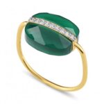 Bague Morganne Bello Aurore Agate Verte Et Diamants Or Jaune