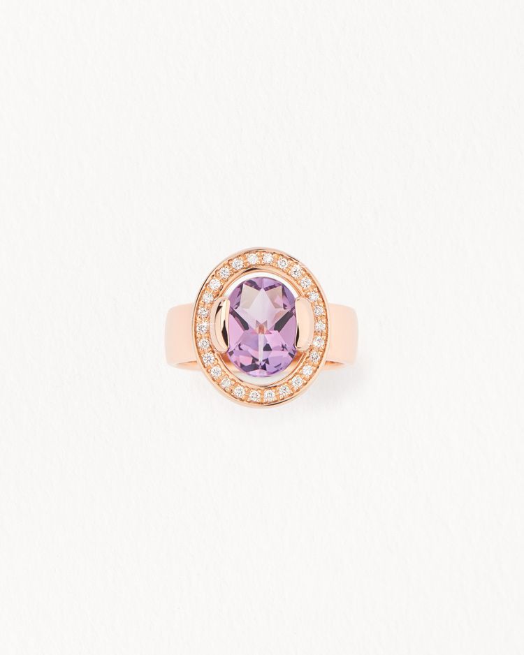 Bague Poiray Ma Préférence Diamants Améthyste Or Rose