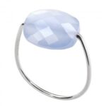 Bague Morganne Bello Friandise Coussin Agate Bleue Dentelle Or Blanc