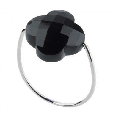 Morganne Bello Friandise Clover Onyx White Gold Ring