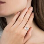 Bague Morganne Bello Friandise Coussin Pierre De Lune Grise Or Blanc