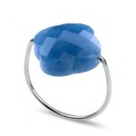 BAGUE OR BLANC TRÈFLE QUARTZ BLEU